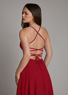 Azazie Irelia Robes de demoiselle d'honneur Robe Trapèze en Mousseline de soie Encolure en Forme de Cœur Écarlate image7