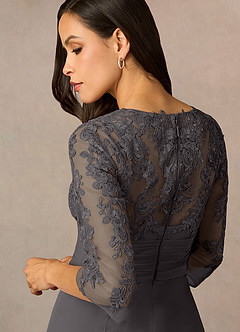 Azazie Poe Final Sale Steel Grey Sheath Lace Dress image5