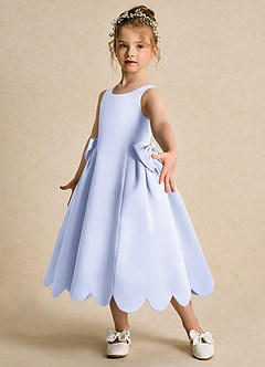 Azazie Macaroon Flower Girl Dresses Lavender Ball-Gown Bow Matte Satin Dress image5