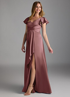 Azazie Omari Bridesmaid Dresses Vintage Mauve A-Line Stretch Satin Dress image5