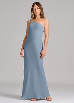 Azazie Monroe 신부 들러리 드레스 쉬스 한쪽 어깨 쉬폰 바닥 길이 드레스 image3