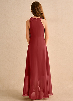 Azazie Boop Girls Formal Robe Demoiselle D'honneur Fillette Robe Trapèze en Mousseline de soie Arc Rouille image2