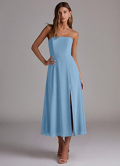 Azazie Wren Bridesmaid Dresses Steel Blue A-Line Strapless Chiffon Dress image4