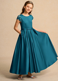 Azazie Bunny Girls Formal Flower Girl Dresses Ink Blue Ball-Gown Lace Dress image1