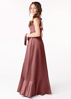 Azazie Barbara Junior Amethyst A-Line Bow Stretch Satin Dress image2