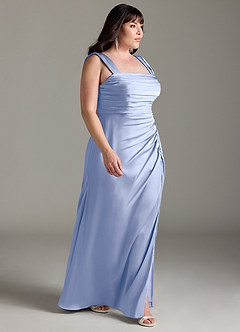 Azazie Jesaphine Bridesmaid Dresses Ice Sheath Bow Stretch Satin Dress image10