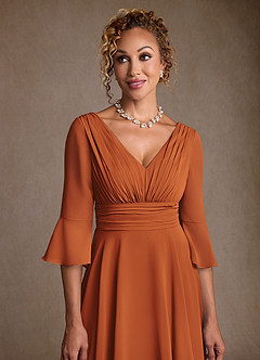 Azazie Aerynne Kleider für die Brautmutter A-Linie Plissee Chiffon Kleid Kanel image5