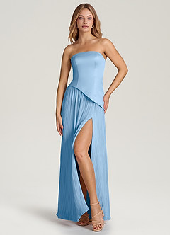 Azazie Tierney Bridesmaid Dresses Powder Blue A-Line Strapless Chiffon Convertible Dress image6