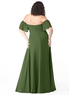 Azazie Sue Jurken voor bruidsmeisjes Converteerbaar Jurk van Chiffon met A-Lijn Off the Shoulder Olijf image8