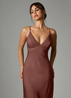 Azazie Stefania Morsiusneito Mekot A-linja Joustava satiini Lattian pituus Pukeutua image6