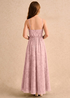 Azazie Twilight Girls Formal Robe Demoiselle D'honneur Fillette Robe Trapèze en Blumen-Burnout Plissé Rose Poudré image2