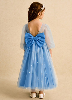Azazie Trudy Blumenmädchenkleider Ballkleid Herzausschnitt Tüll Kleid Blauhäher image2