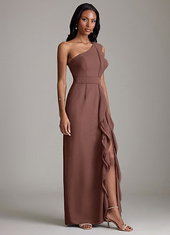 Azazie Venita 신부 들러리 드레스 쉬스 셔링 쉬폰 바닥 길이 드레스 image5