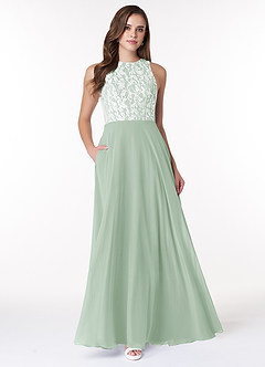 Azazie Kate Final Sale Agave A-Line Lace Chiffon Dress image1