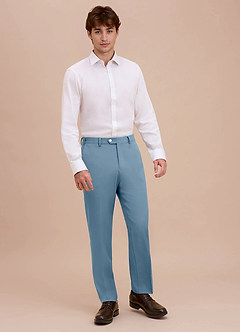 front Ethan Light Blue Refined Weave Dress Pants