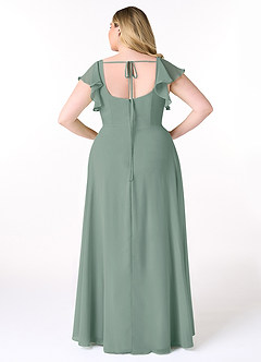 Azazie Bondi Bridesmaid Dresses Silver Sage A-Line Ruffled Chiffon Dress image8
