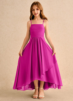 Azazie Twilight Dance Girls Formal Flower Girl Dresses Fuchsia A-Line Pleated Chiffon Dress image6