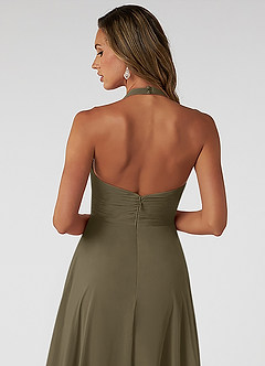 Azazie Tessie Jurken voor bruidsmeisjes Jurk van Chiffon met A-Lijn Geplooid Wilgengroen image4