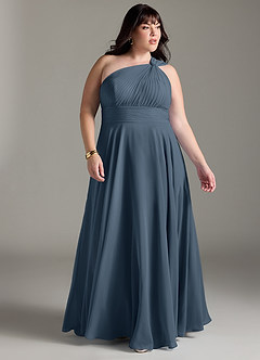 Azazie Charlize Bridesmaid Dresses Neptune A-Line One Shoulder Chiffon Dress image9