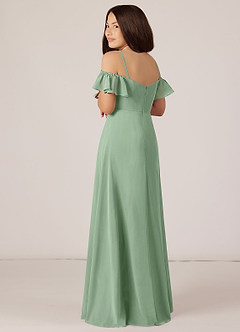 Azazie Juna Junior Matcha A-Line Off the Shoulder Chiffon Dress image5