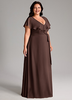 Azazie Lainey Abiti da Damigella Abito A-Line in Chiffon Con Tasche Ganache image11