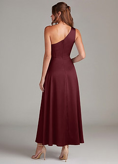 Azazie Brooke Suknie dla druhen Linia A Jedno ramię Satyna elastyczna Długość kostki Sukienka image7