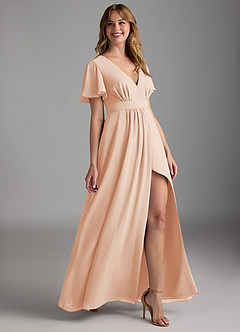 Azazie Zaniah Bridesmaid Dresses English Rose A-Line Chiffon Dress image3