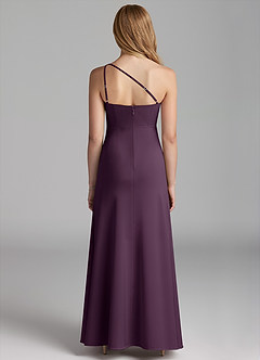 Azazie Mika Junior Robe Trapèze en Satin extensible Plissée Prune image2