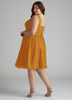 Azazie Angie Bridesmaid Dresses Butterscotch A-Line Corset Chiffon Dress image12