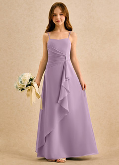 Azazie lolly Girls Formal Robe Demoiselle D'honneur Fillette Robe Trapèze en Mousseline de soie Plissé Glycine image3