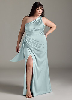Azazie Maive Robes de demoiselle d'honneur Robe Fourreau en Satin extensible Rayé Brume image6