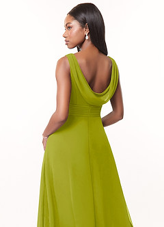 Azazie Karina Bridesmaid Dresses Lemongrass A-Line Pleated Chiffon Dress image4