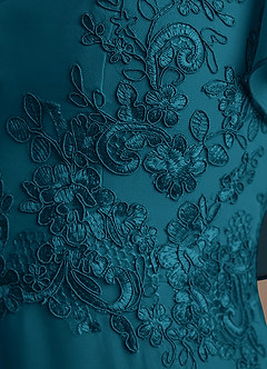 Azazie Frieda vestidos de madre de la novia Vestido de Azul Tinta de Gasa de Corte en A con Aplique image6