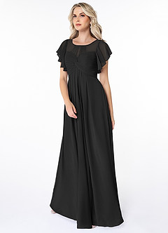 Azazie Lily At-home Try On Dresses Empire Pleated Chiffon Floor-Length Dress image4