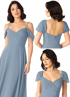 Azazie Tancie Bridesmaid Dresses Dusty Blue A-Line Off the Shoulder Chiffon Convertible Dress image6