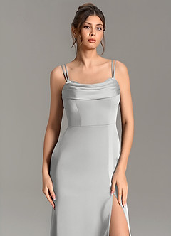 Azazie Egypt Bridesmaid Dresses Silver Mermaid Sweetheart Neckline Stretch Satin Dress image6