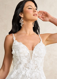 Azazie Avia Robes de mariée Robe Sirène en Dentelle Paillettes Blanc De Diamant image2