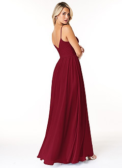 Azazie Lisbon Bridesmaid Dresses Burgundy A-Line Sweetheart Neckline Chiffon Dress image2
