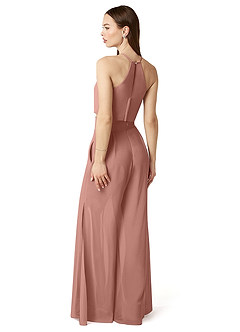Azazie Kenzi Abiti da Damigella Tuta in Chiffon Plissettato Cedro Rosa image4