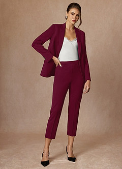 front Kennedy Burgundy Structured Stretch Dress Pants