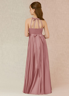 Azazie Arianthe Junior Vestido de Rosa Polvorienta de Satén Elástico de Corte En A con Con bolsillos image2