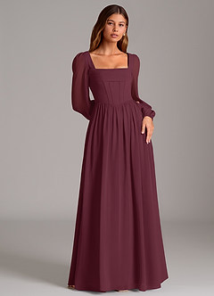 Azazie Maree Bridesmaid Dresses Cabernet A-Line Corset Chiffon Dress image4