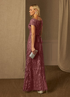 Azazie Dorit Mother of the Bride Dresses Desert Rose Sheath Scoop Lace Dress image4