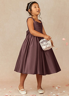 Azazie Cutie Pie vestidos de niña de las flores Vestido de Expresado de Satin Mate de Corte en A con Plisado image1