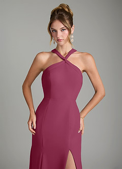 Azazie Rue Bridesmaid Dresses Mulberry A-Line Halter Chiffon Dress image3