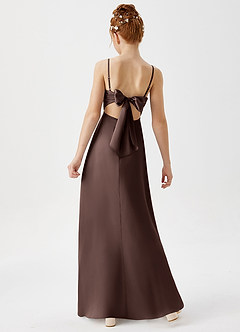 Azazie Shale Junior Ganache A-Line Stretch Satin Dress image4