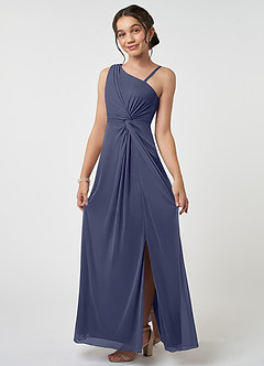 Azazie Brooke Junior Stormy A-Line Pleated Mesh Dress image3