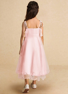 Azazie Bunie Flower Girl Dresses Blushing Pink A-Line Spaghetti Strap Tulle Dress image3