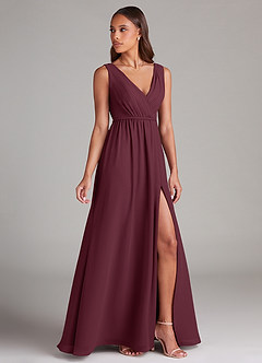 Azazie Tanicia Brautjungfernkleider A-Linie Plissee Chiffon Kleid Cabernetrot image3