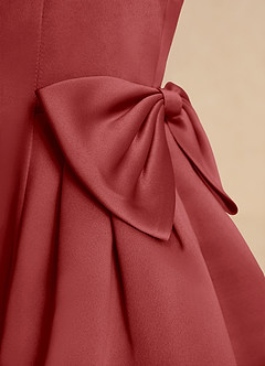 Azazie Macaroon Flower Girl Dresses Rust Ball-Gown Bow Matte Satin Dress image6